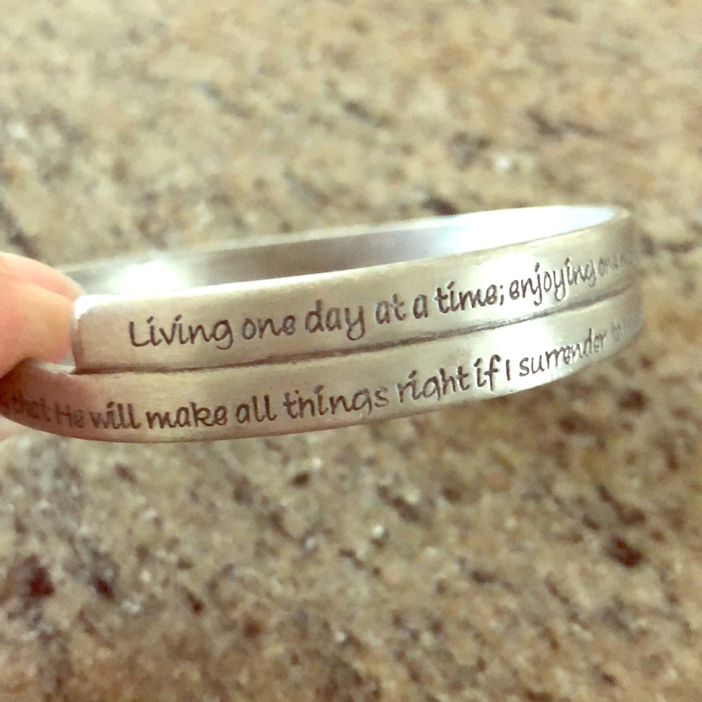 Recycled stainless metal bracelet - spiritual